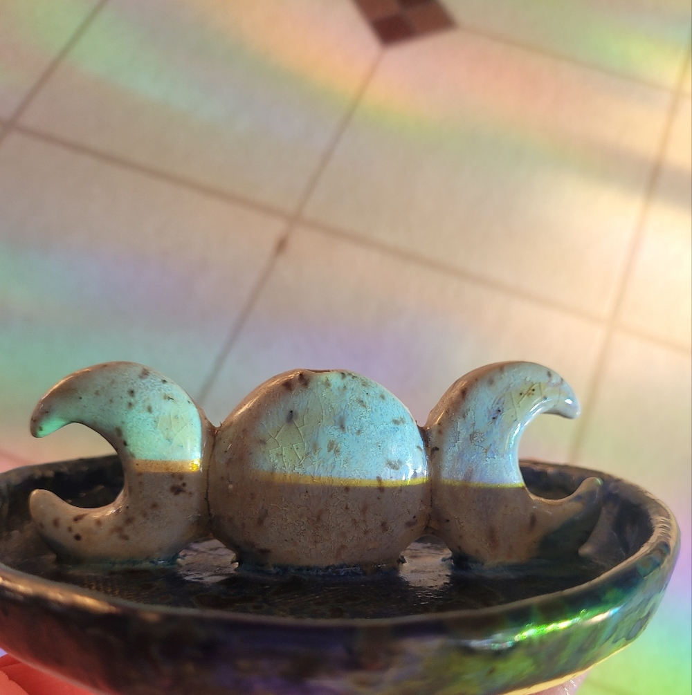 Ceramic Incense Holder Dish Moon Blue White Unique Gift Handmade - Picture 6 of 7